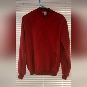 Alfred Dunner Microfiber Embroidered Red Bomber Jacket with Zip Front Size 14